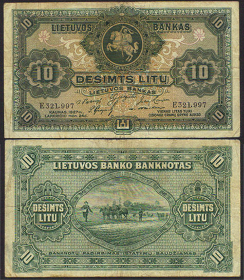 1927 Lithuania 10 Litu L000242